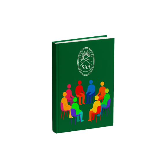 book with a group of multicolored abstract people sitting in a circle on the cover